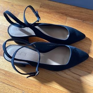 LOFT Pointed Toe Heel Ankle Strap Black - sz 8.5